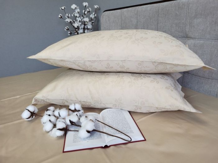 Сатин JACQUARD, ROSE BEIGE нав. 50*70см (Євро)