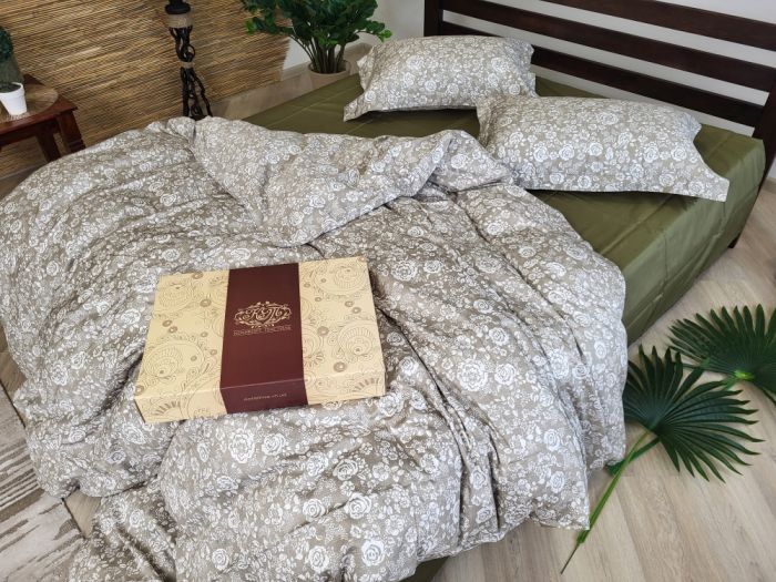 Сатин PREMIUM, MUSCAT OLIVE нав 50*70см, підк двуст. (Двоспальний)