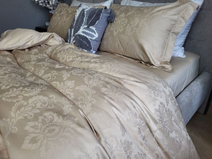 Сатин JACQUARD, TIARA BEIGE (Полуторний)