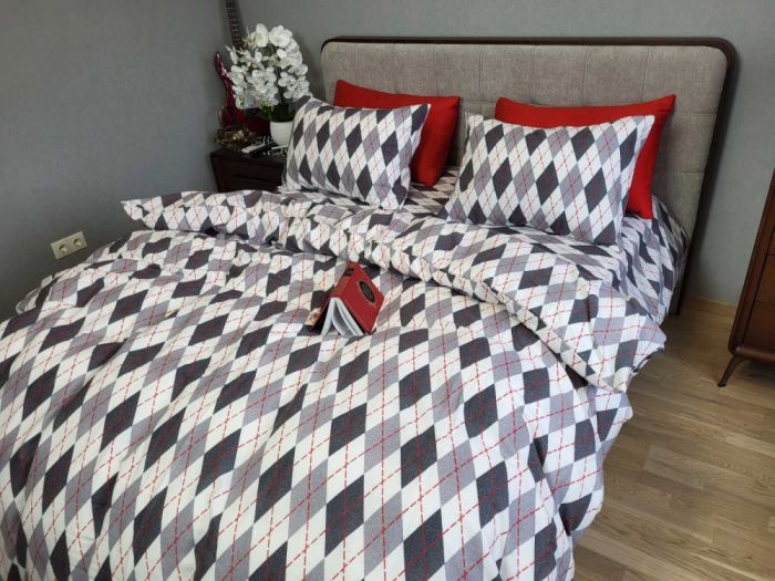 Ромб сірий, Turkish flannel (Полуторний)