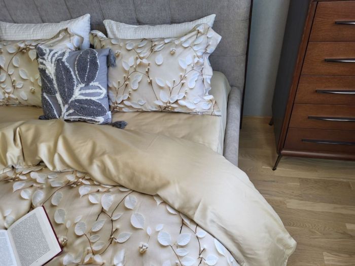 Сатин PREMIUM, LEAVES (Полуторний)