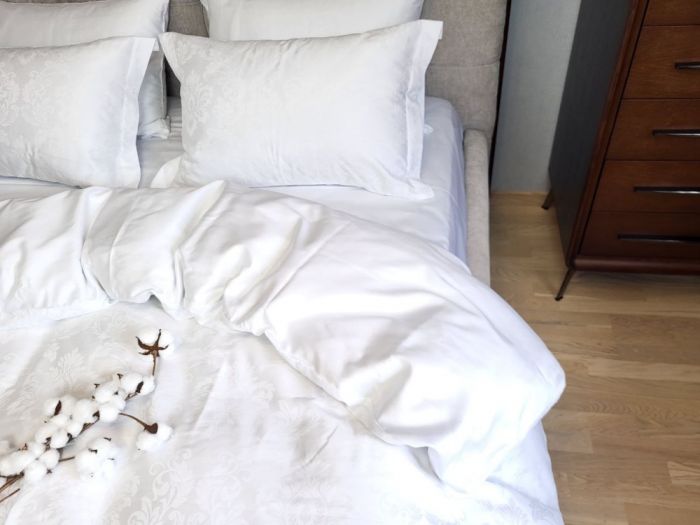 Сатин JACQUARD, TIARA WHITE (Полуторний)