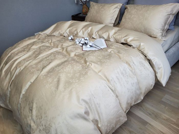 Сатин JACQUARD, ROSE BEIGE нав. 50*70см (Євро)