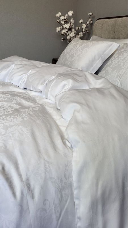 Сатин JACQUARD, TIARA WHITE (Полуторний)