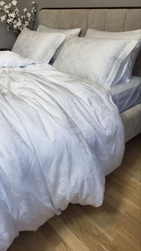 Сатин JACQUARD, TIARA WHITE (Полуторний)