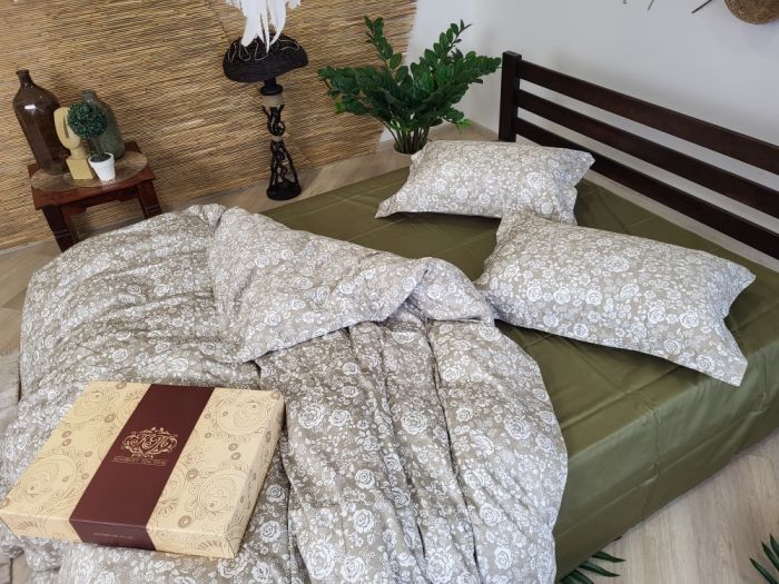 Сатин PREMIUM, MUSCAT OLIVE нав 50*70см, підк двуст. (Двоспальний)