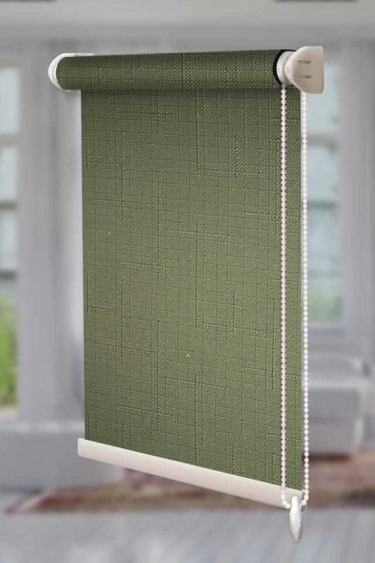 Рулонна штора Льон відкритого типу Темно-зелений (Len-RSS-01-4920)