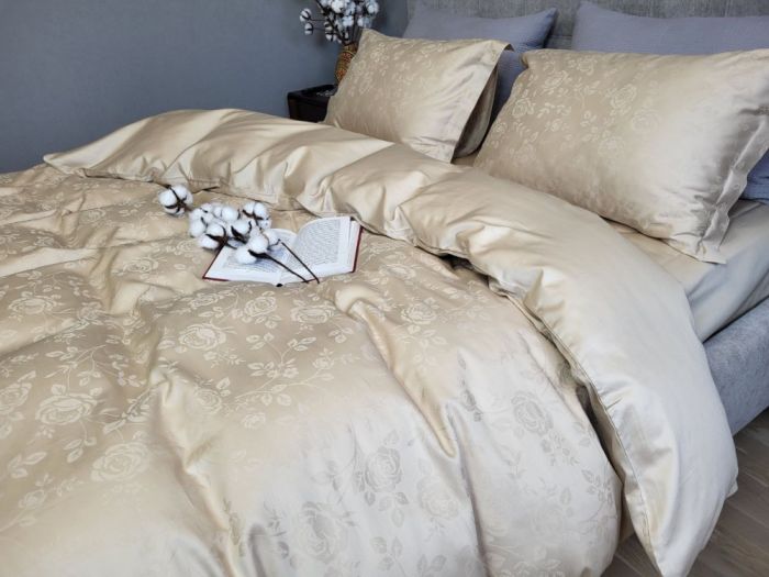 Сатин JACQUARD, ROSE BEIGE нав. 50*70см (Євро)