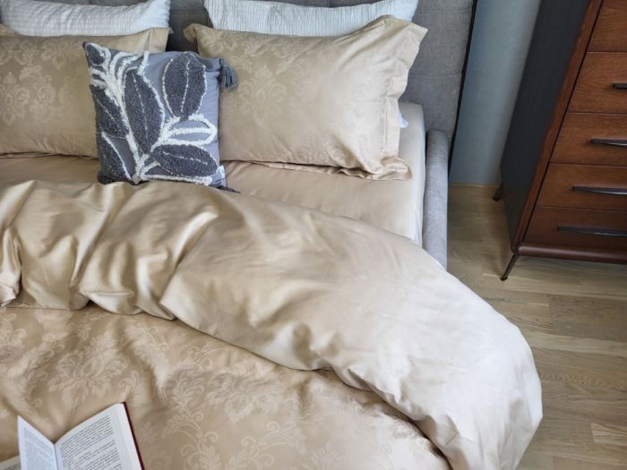 Сатин JACQUARD, TIARA BEIGE (Полуторний)