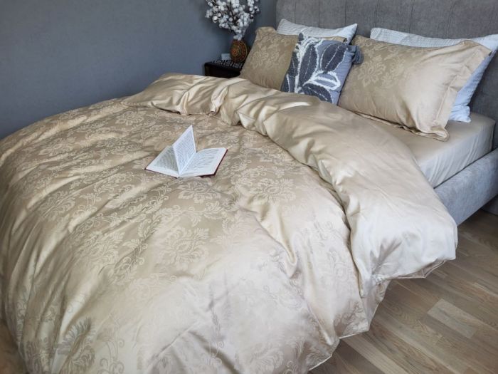 Сатин JACQUARD, TIARA BEIGE (Полуторний)