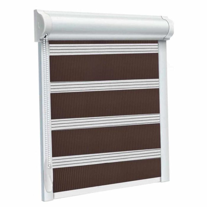 Рулонна штора Акварель DN день-ніч закритого типу П-подібна Шоколадний