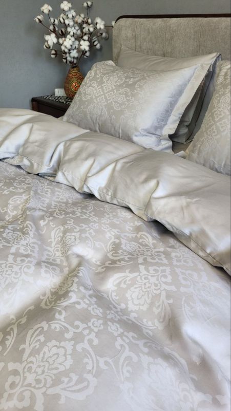 Сатин JACQUARD, CASPE GREY нав 50*70см (Двоспальний)