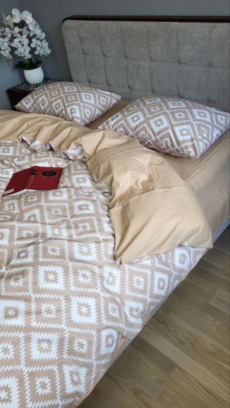 Орнамент беж, cotton (Полуторний)