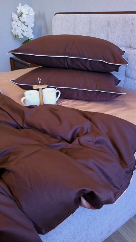 Сатин однотонний №154+№165, з кантом (Полуторний)