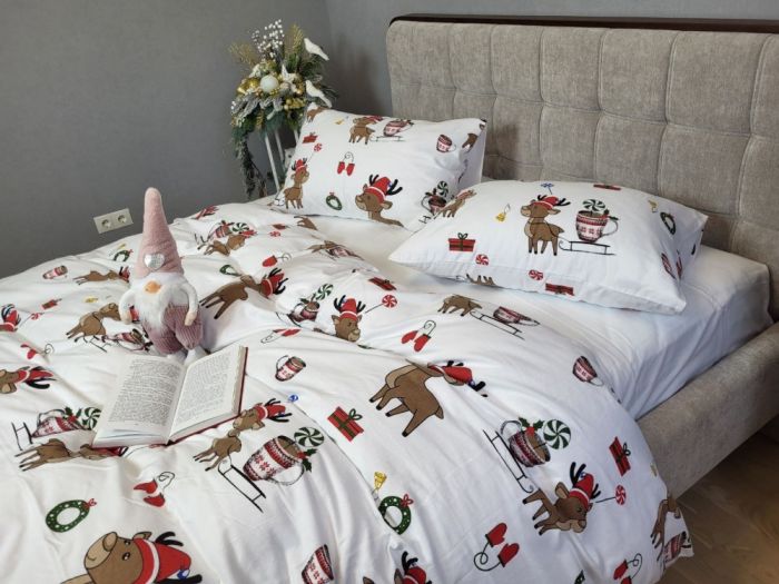 Гостинці/білий, Turkish flannel (Полуторний)