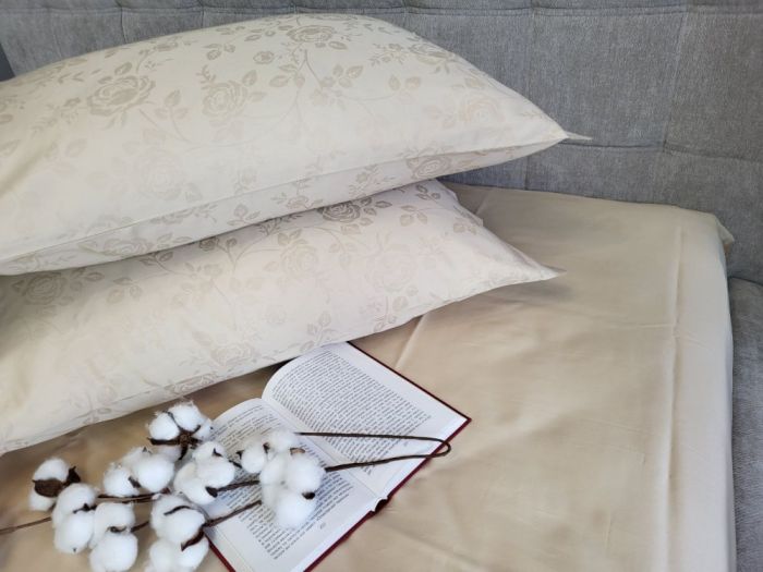 Сатин JACQUARD, ROSE BEIGE нав. 50*70см (Євро)