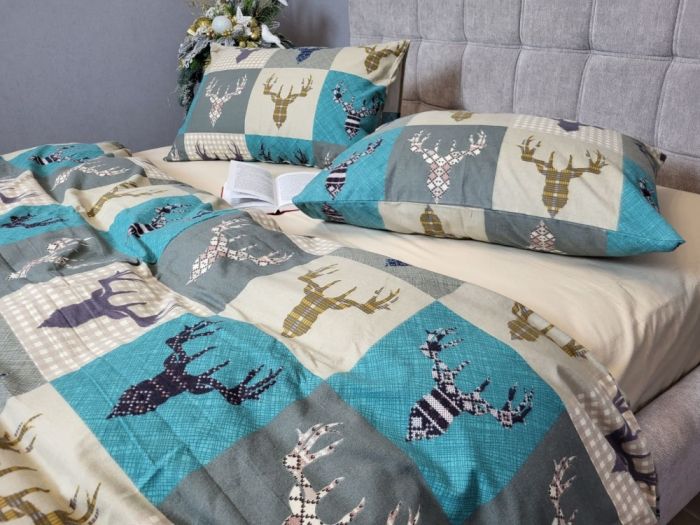 Трофей бірюза/св.беж, Turkish flannel (Полуторний)