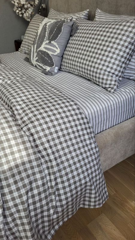 Клітинка/смужка, Turkish flannel нав 50*70см, підк двустор (Полуторний)