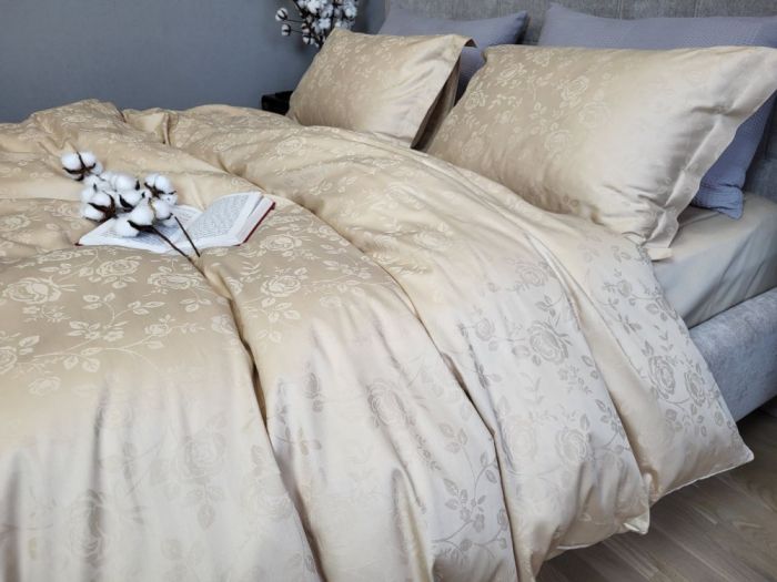 Сатин JACQUARD, ROSE BEIGE нав. 50*70см (Євро)