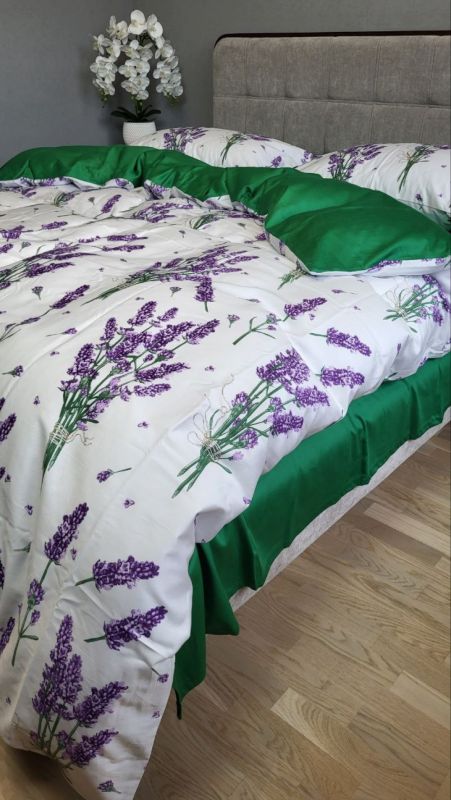 Сатин PREMIUM, LAVENDER GREEN підк. Цільн. (Полуторний)