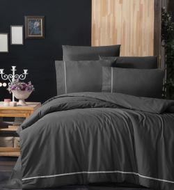 Двоспальний Євро комплект First Choice Alisa Antracite Ранфорс Преміум