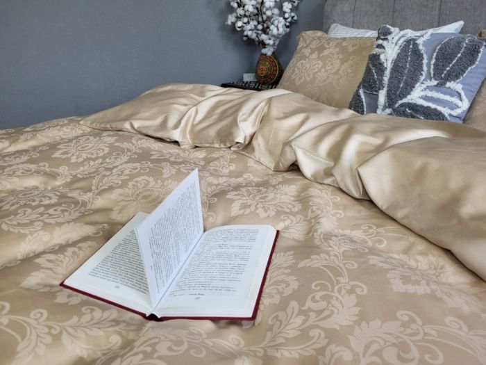 Сатин JACQUARD, TIARA BEIGE (Полуторний)