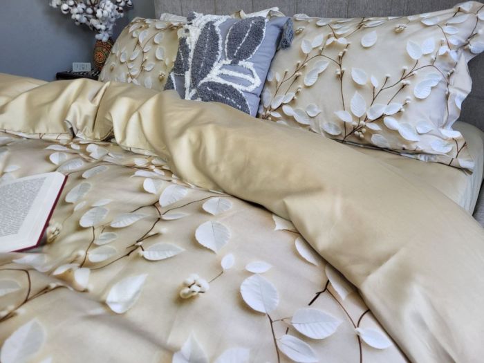 Сатин PREMIUM, LEAVES (Полуторний)