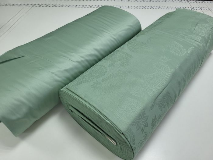 Сатин JACQUARD, PAISLEY GREEN (Полуторний)