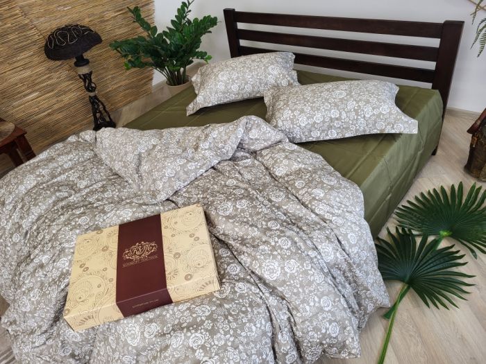 Сатин PREMIUM, MUSCAT OLIVE нав 50*70см, підк двуст. (Двоспальний)