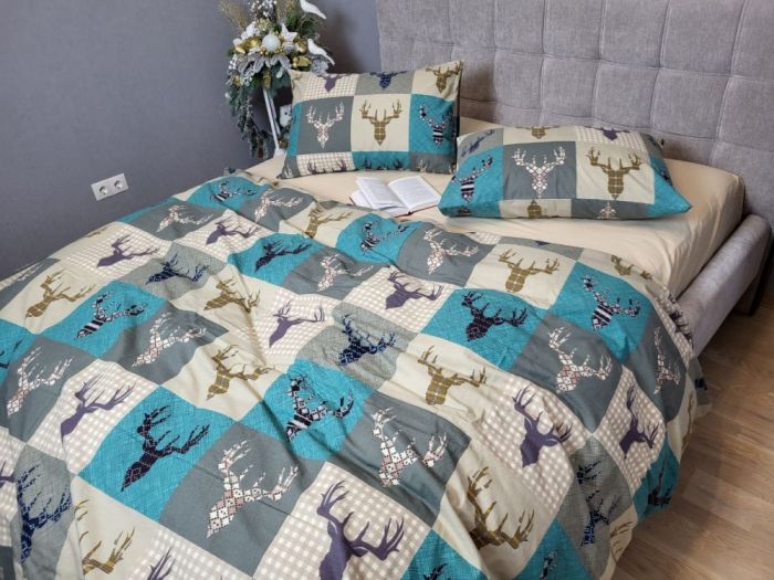 Трофей бірюза/св.беж, Turkish flannel (Полуторний)