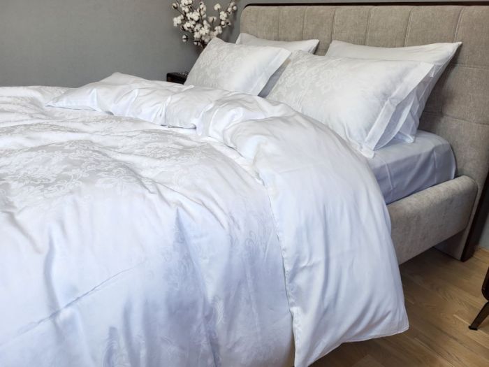 Сатин JACQUARD, TIARA WHITE (Полуторний)