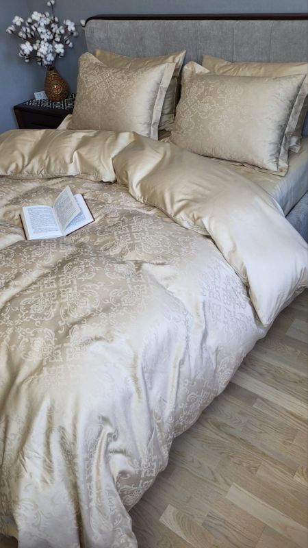 Сатин JACQUARD, CASPE BEIGE (Євро)