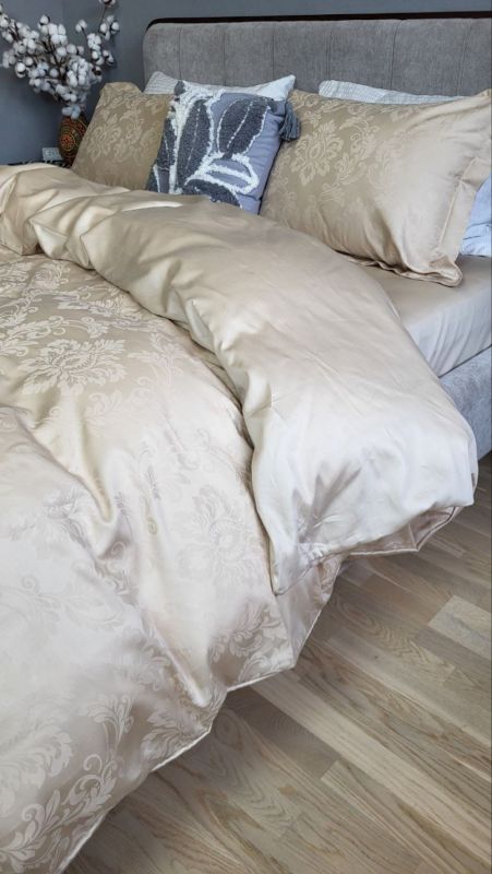 Сатин JACQUARD, TIARA BEIGE (Полуторний)