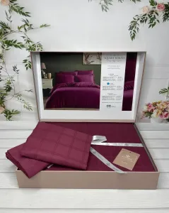 Двоспальний Євро комплект Belizza Square Bordo Жаккард