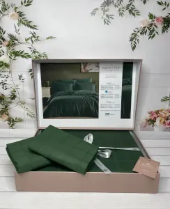 Двоспальний Євро комплект Belizza Square Green Жаккард