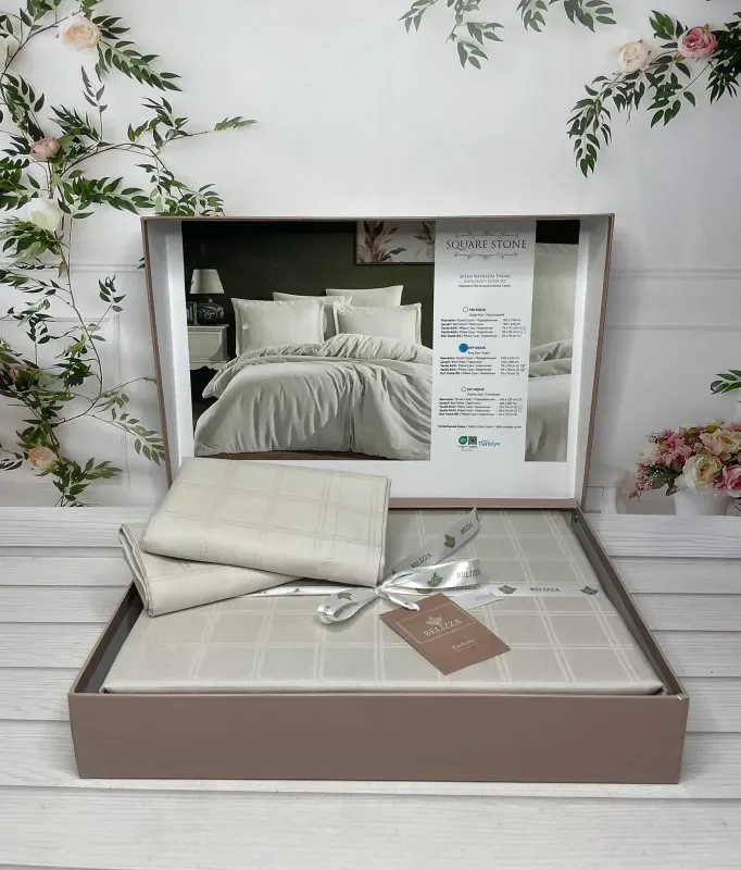 Двоспальний Євро комплект Belizza Square Stone Жаккард