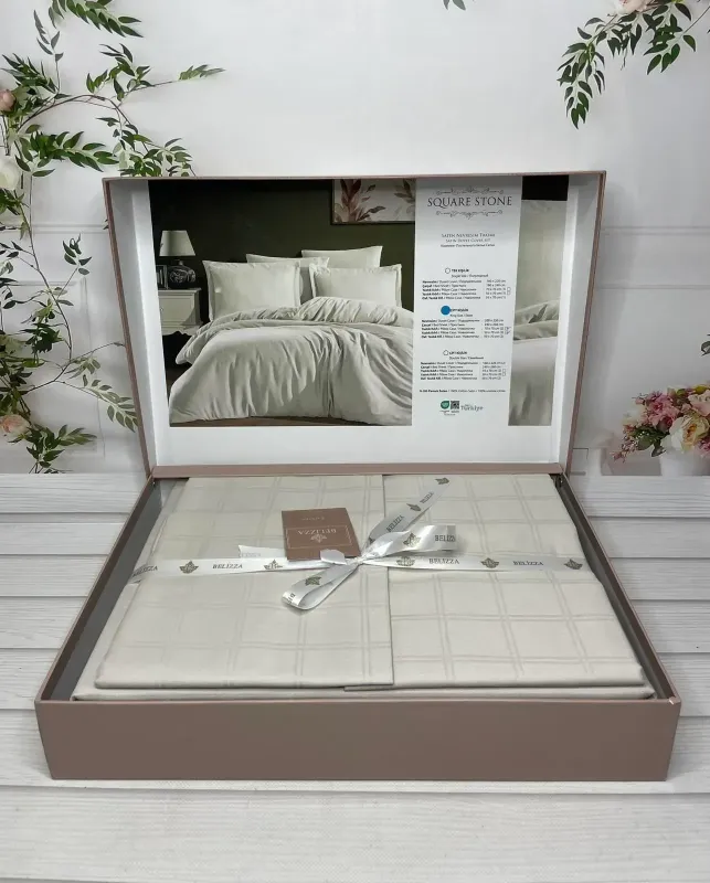 Двоспальний Євро комплект Belizza Square Stone Жаккард