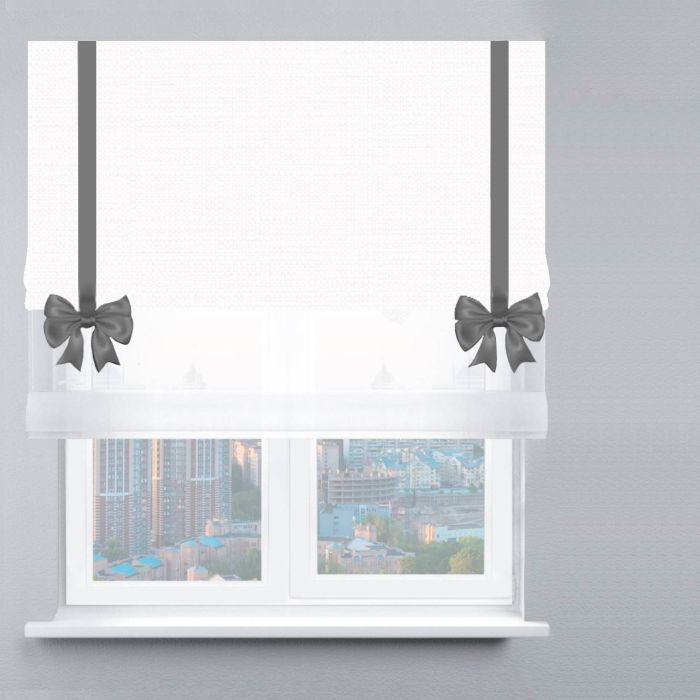 Римська штора День-Ніч Тюль/Велюр з бантами білий