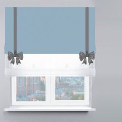Римська штора День-Ніч Тюль/Блекаут Перфект із ланцюжковим карнизом з бантами блакитний