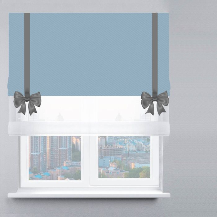 Римська штора День-Ніч Тюль/Блекаут Перфект із ланцюжковим карнизом з бантами блакитний