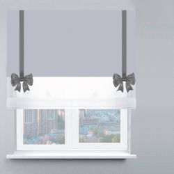 Римська штора День-Ніч Тюль/Блекаут Перфект з бантами світло-сірий