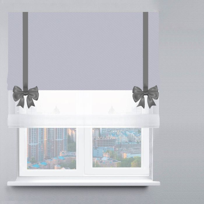 Римська штора День-Ніч Тюль/Блекаут Перфект з бантами світло-сірий