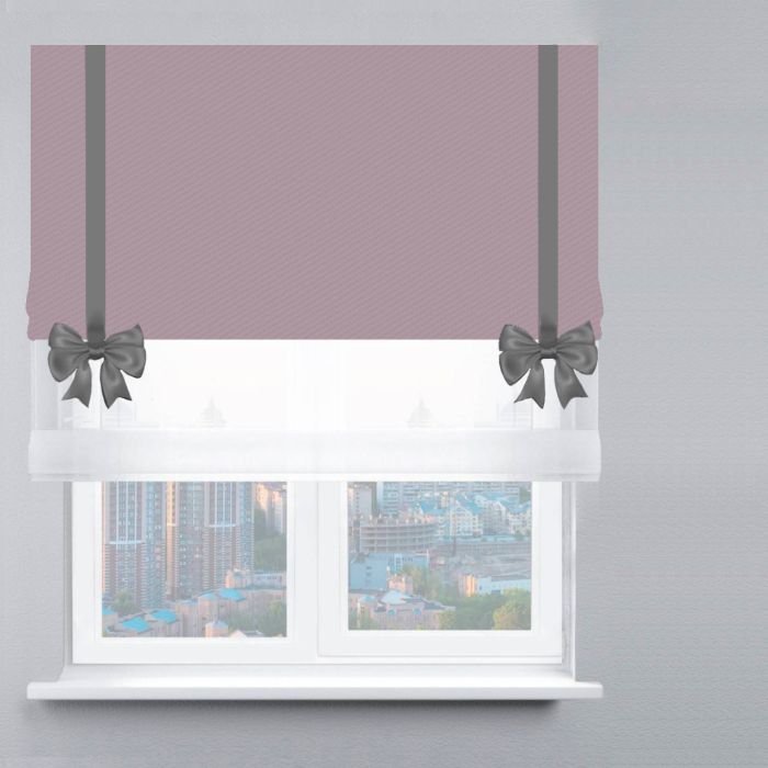 Римська штора День-Ніч Тюль/Блекаут Перфект із ланцюжковим карнизом з бантами пудровий