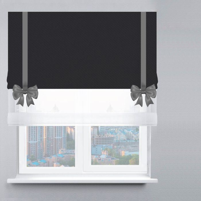 Римська штора День-Ніч Тюль/Блекаут Перфект з бантами чорний