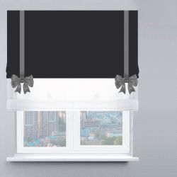 Римська штора День-Ніч Тюль/Блекаут Перфект із ланцюжковим карнизом з бантами чорний