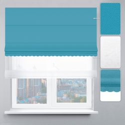 Римська штора День-Ніч Тюль/Блекаут Перфект із ланцюжковим карнизом з ажуром блакитний