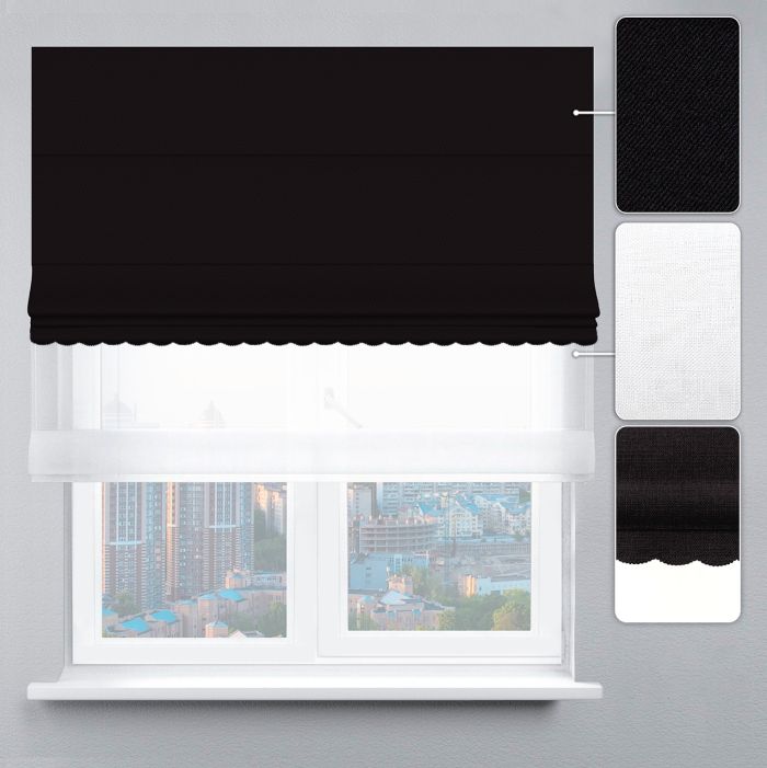 Римська штора День-Ніч Тюль/Блекаут Перфект з ажуром чорний