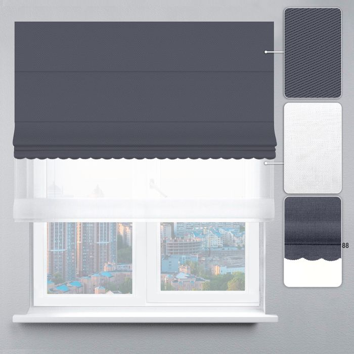 Римська штора День-Ніч Тюль/Блекаут Перфект з ажуром графітовий