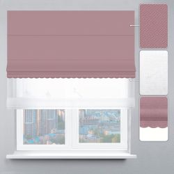 Римська штора День-Ніч Тюль/Блекаут Перфект із ланцюжковим карнизом з ажуром пудровий