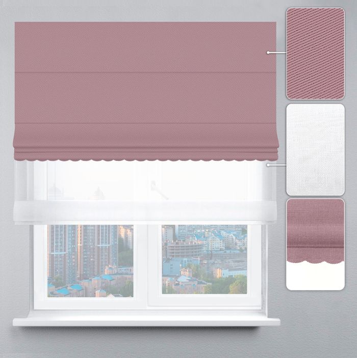 Римська штора День-Ніч Тюль/Блекаут Перфект з ажуром пудровий